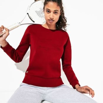 Lacoste SPORT Oversize Croc Cotton-Blend Sweatshirt Dámské - Mikiny Tmavě Červené | CZ-khu3fe